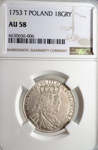 P0249 Tymf 1753 rok Lipsk August III Sas AU58 rzadki