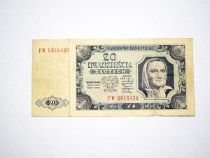 B1090 20 Złotych 1948 rok Polska seria FW