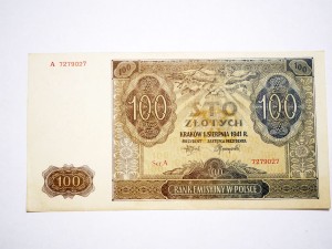 B1110 100 Złotych 1941 rok Polska seria A