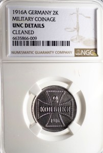 P0308 2 Kopiejki 1916 rok (A) OST Okupacja Niemiecka UNC