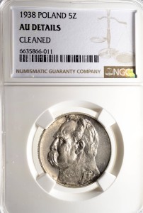 P0309 5 Złotych 1938 rok Polska Piłsudski AU
