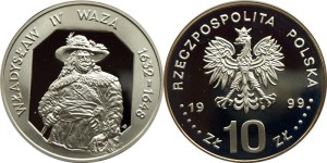 SN0119 10 złotych 1999 W. IV Waza (półpostać)