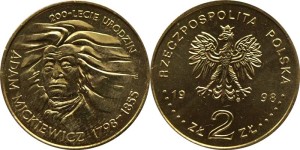 SN0225 2 złote 1998 Adam Mickiewicz